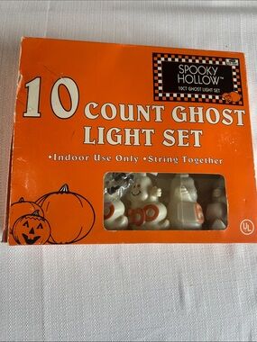 Vintage Spooky Halloween 10-Count Ghost Light Set - Halloween String Lights